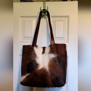 Cowhide leather handbag
